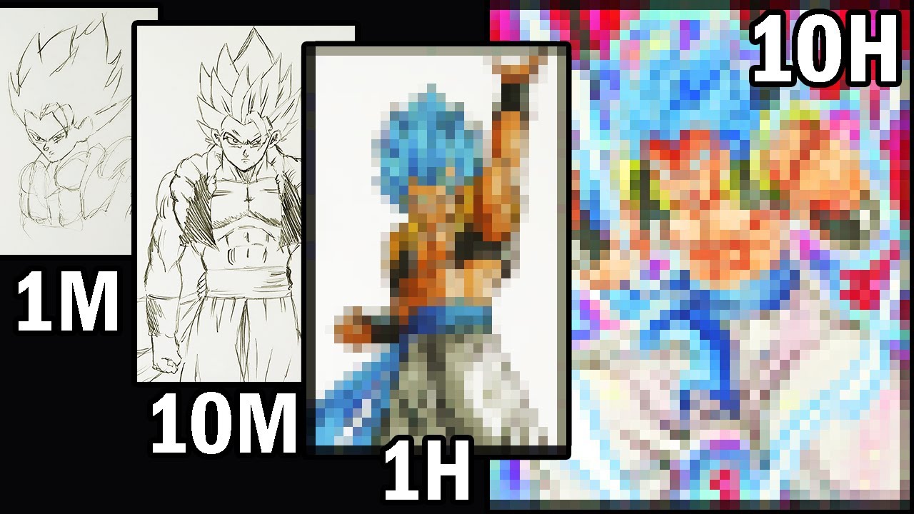 RETO DIBUJO | 1MIN, 10 MIN, 1 HORA, 10 HORAS | Gogeta SSJ Blue | Dragon Ball