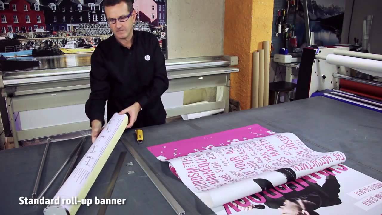 HP Designjet Z series - How to print and assemble a roll-up banner stand with HP Designjet Printers