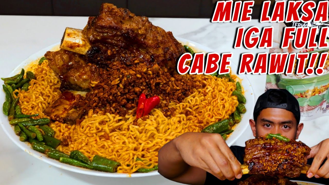 GILA!! MUKBANG 10 BUNGKUS MIE LAKSA IGA CABE RAWIT PEDAS!!