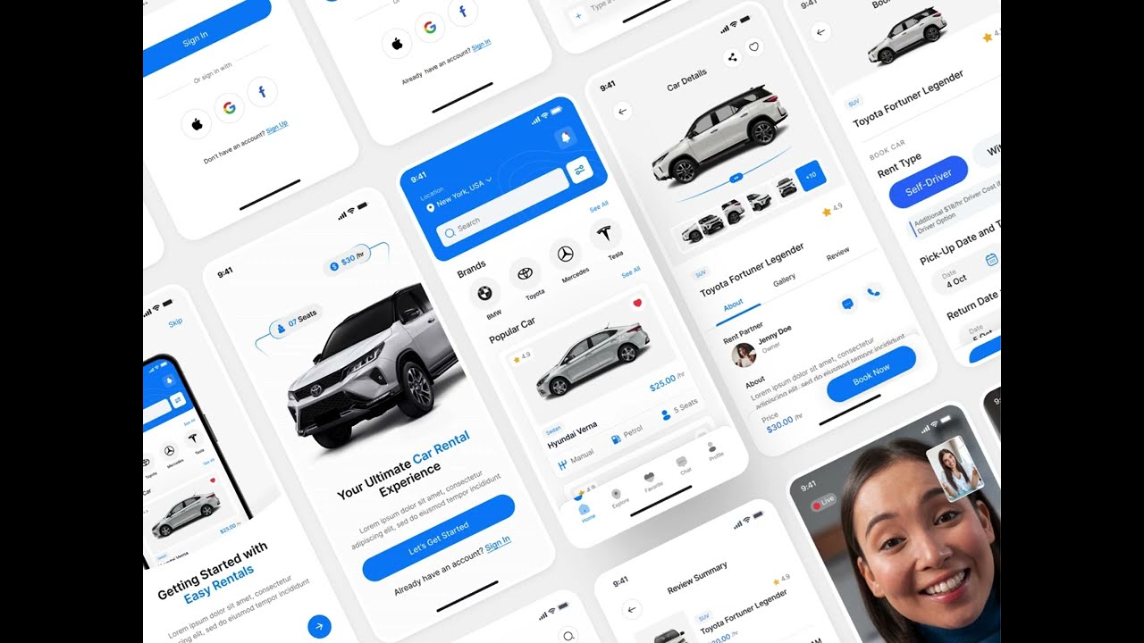 Car Rental Mobile App UIUX Design | Car Rent App UI | App Design | UIUX Design | Figma | Mobile App