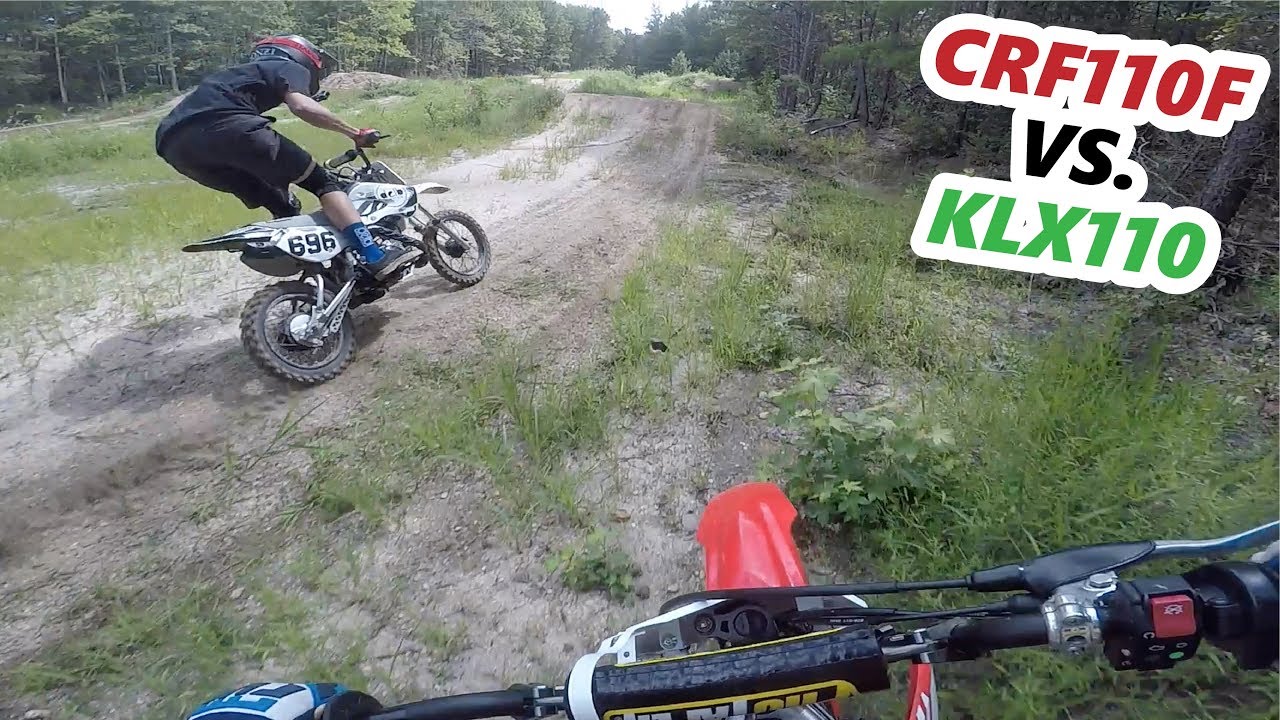 KLX110 VS. CRF110F WIDE OPEN!!