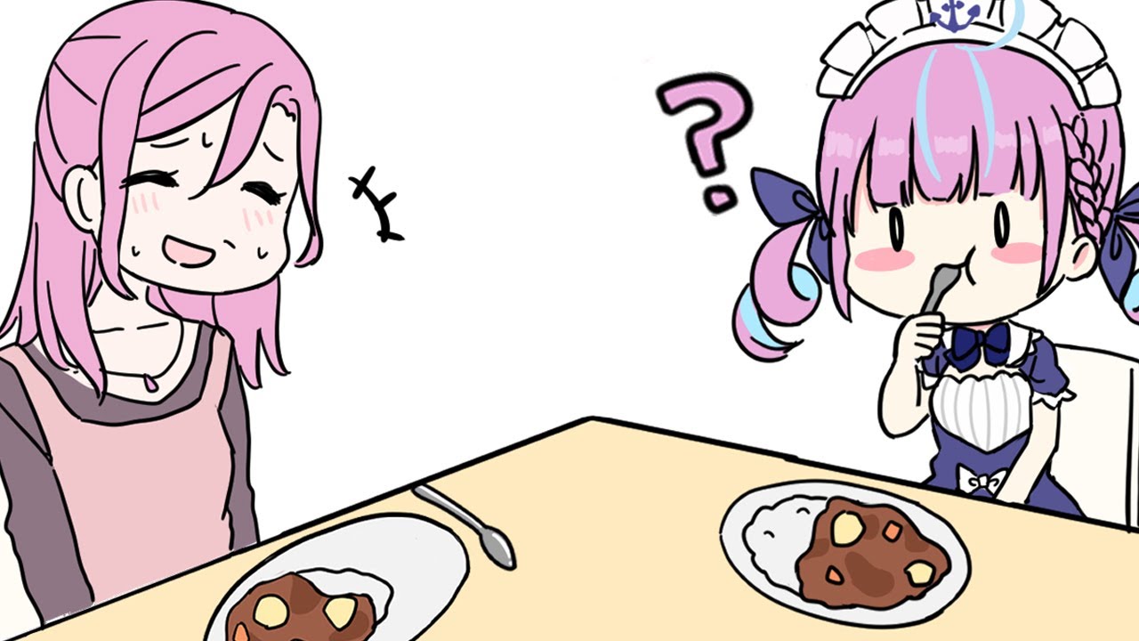 【手描き】お母さんにカレーを作ったのに残されてしまうあくたん【湊あくあ/ホロライブ切り抜き】【切り抜き漫画】
