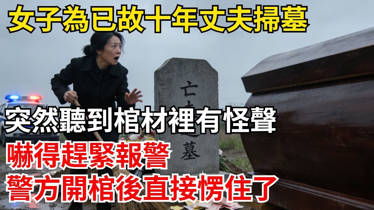女子為已故十年丈夫掃墓，突然聽到棺材裡有怪聲，嚇得趕緊報警，警方開棺後直接楞住了#都市奇案錄#懸疑故事#深夜故事#破案#都市懸疑案件