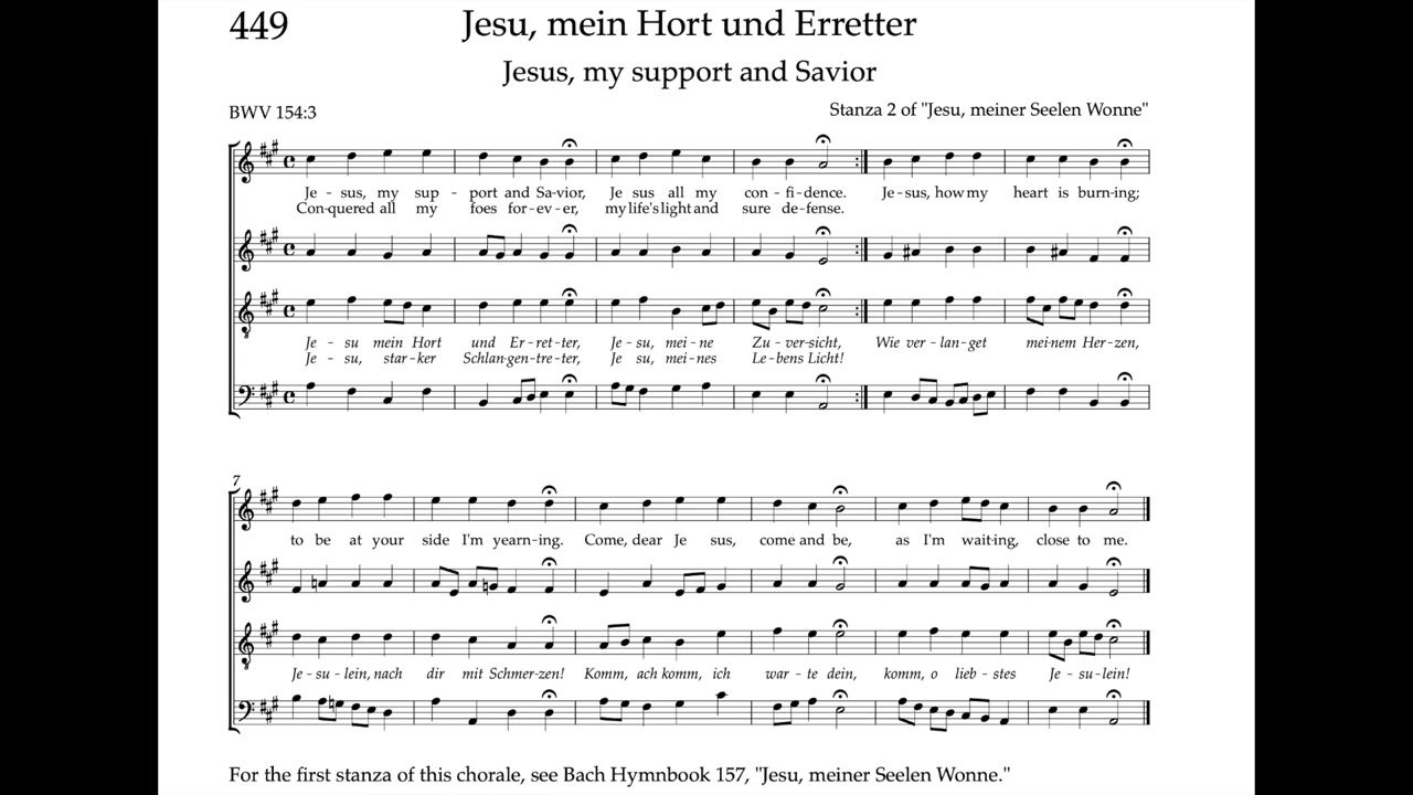 Bach Hymnbook 449 (BWV 154:3) Jesu, mein Hort und Erretter