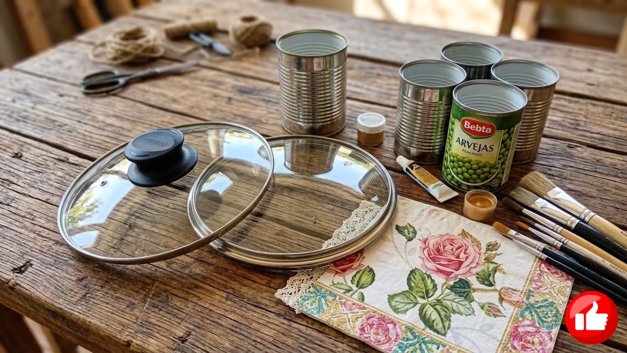 Set de Té Vintage: Reciclaje de Tapas y Latas (Proyecto Madre e Hija 👩‍👧 + Decoupage)