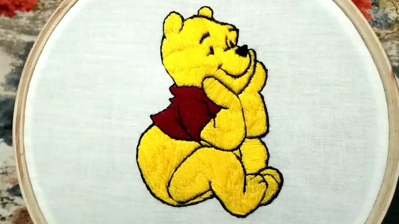 WINNIE THE POOH | WINNIE THE POOH HANDMADE EMBROIDERY | WINNIE BEAR | Embroidery by Iqra
