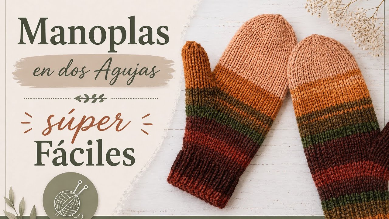 Manoplas- Guantes para adulto con agujas rectas/Leonardo Valencia