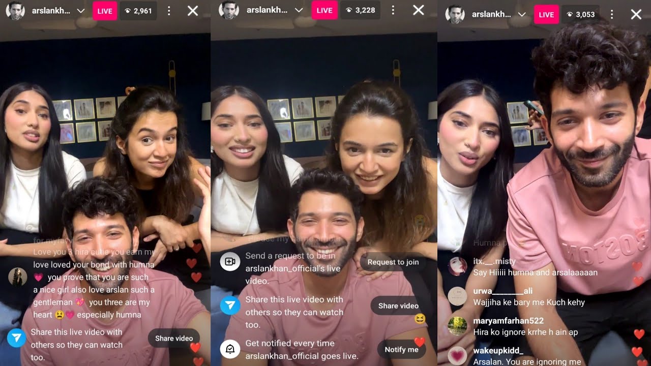 Arslan Khan Hira Khan & Humna Naeem Live On Instagram