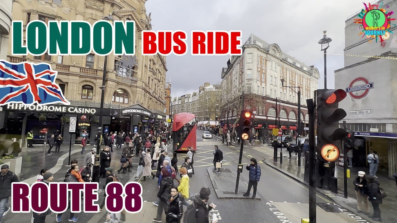 London Heavy Rain Bus Rides 🇬🇧 Route 88 🚍 #London #Unitedkingdom #londonbusride