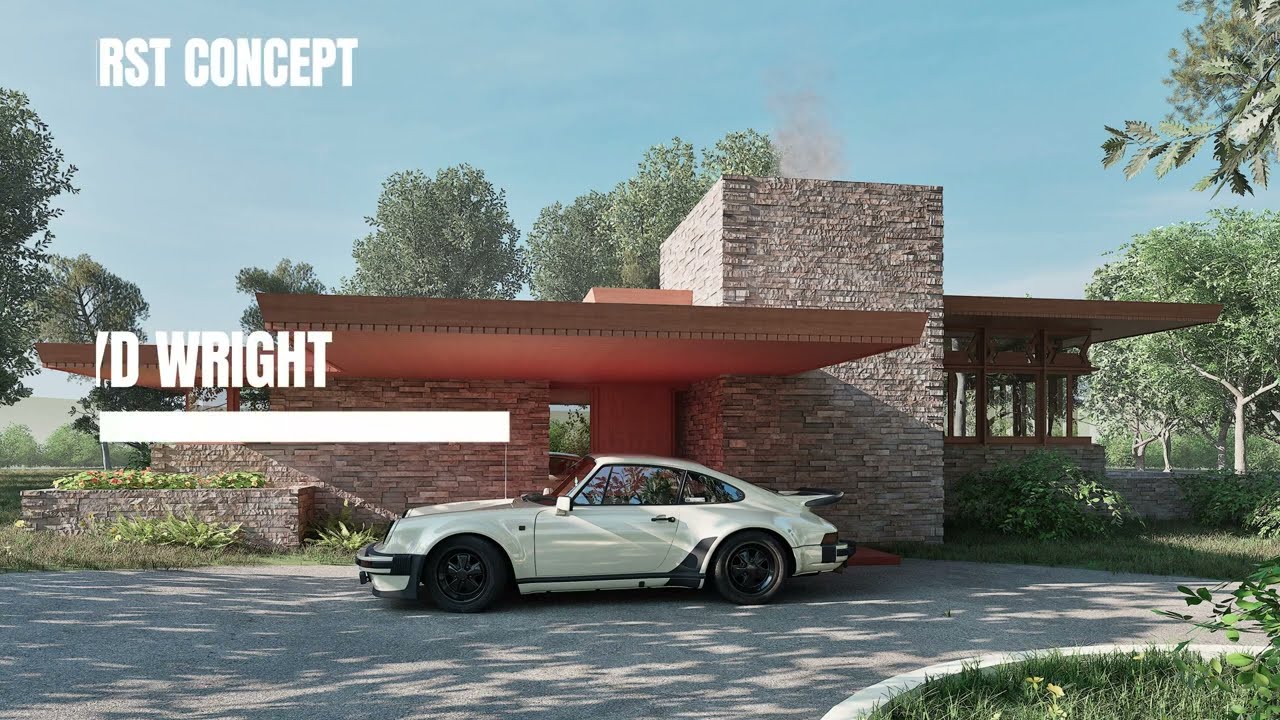 FRANK LLOYD WRIGHT - CROSBY-LAMBERT HOUSE, FIRST CONCEPT.   COLBERT COUNTY, ALABAMA  - UNBUILT. 1958