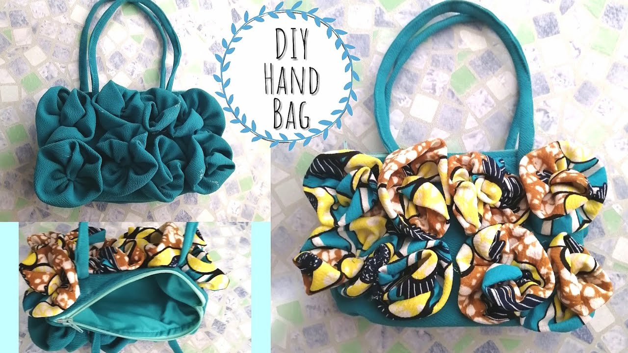 DIY-How To Cute Purse Hand Bag with Zipper and Roses Tutorial