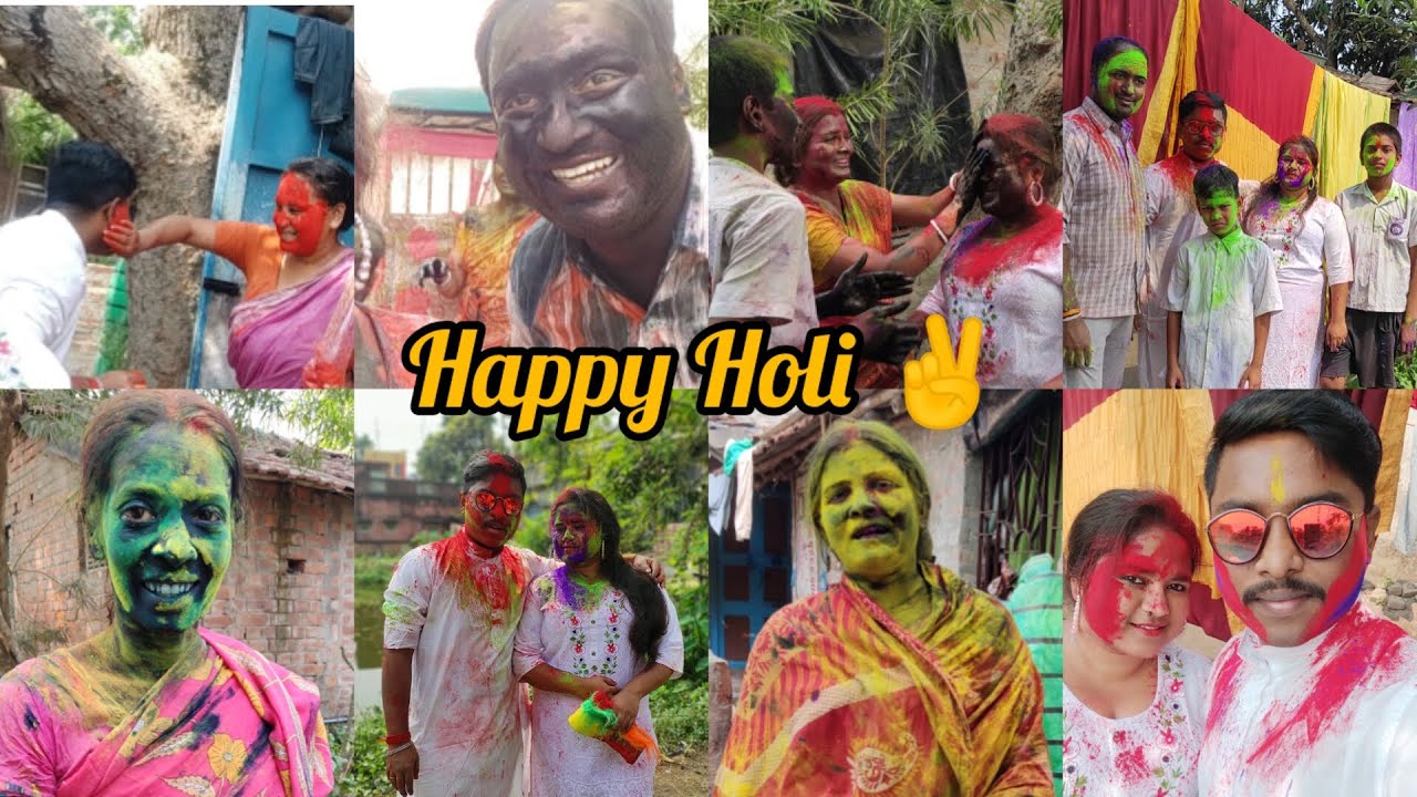 সবাই মিলে রং মেখে ভূত//আমাদের chennalএ প্রথম দোল খেলা🥳Happy Holi everyone