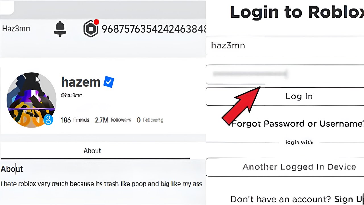 I HACKED INTO HAZEMN'S ROBLOX ACCOUNT WITH TRILLIONS OF ROBUX?