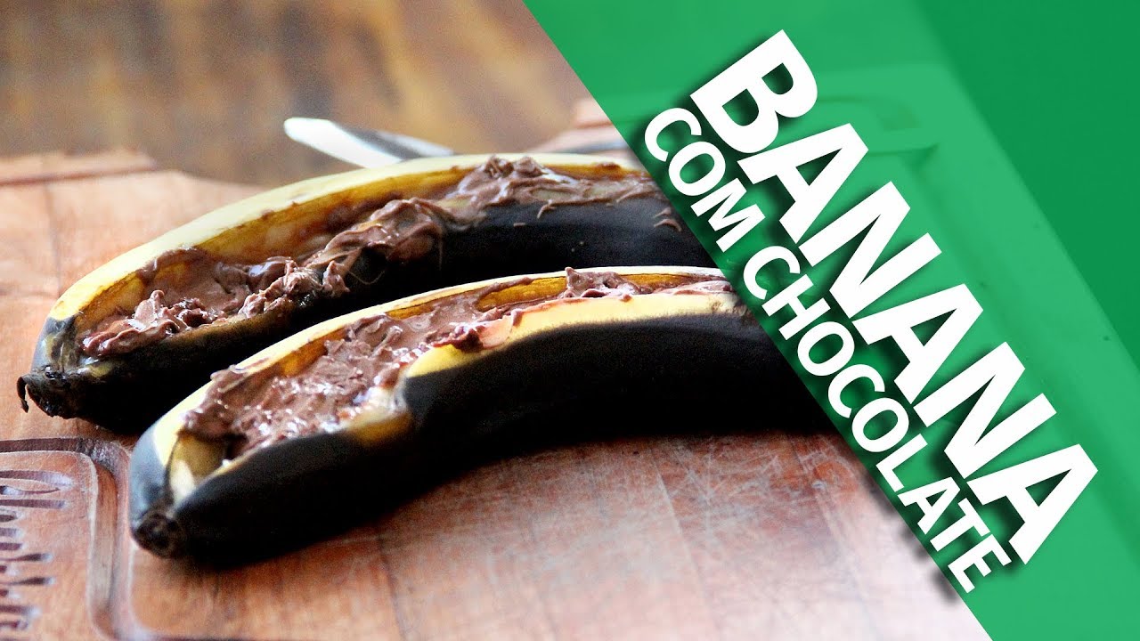 Banana com chocolate assada na churrasqueira