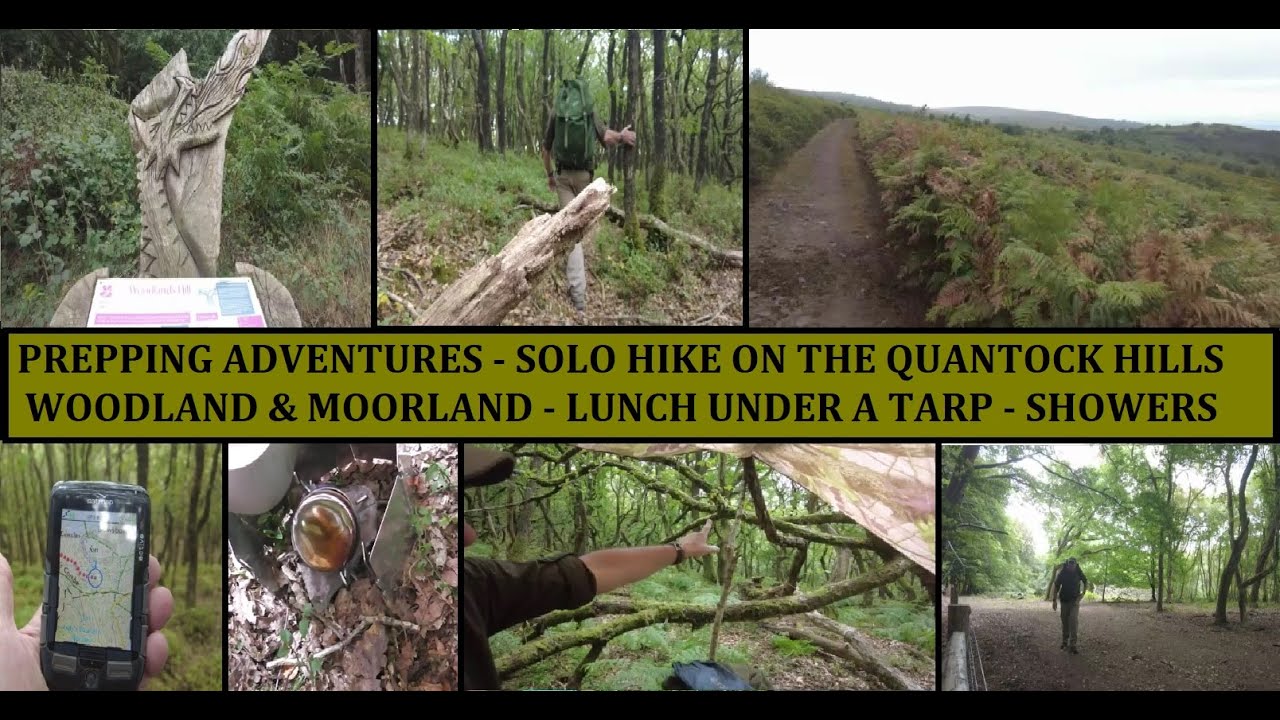 Solo hike on The Quantock Hills - stopping for lunch under a tarp - rain showers - woodland moorland