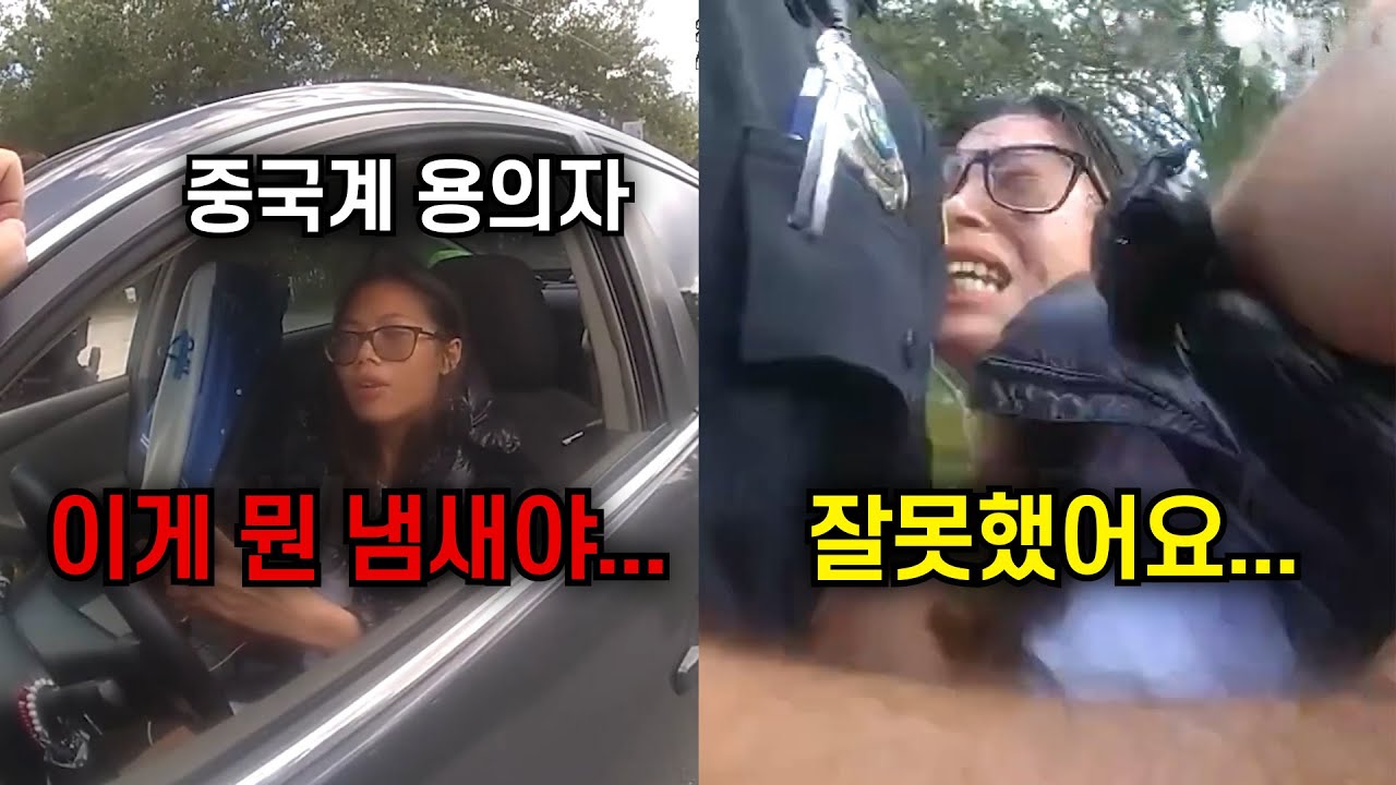 [바디캠] 중국계 여성의 차량에서 수상한 악취를 맡은 미국 경찰