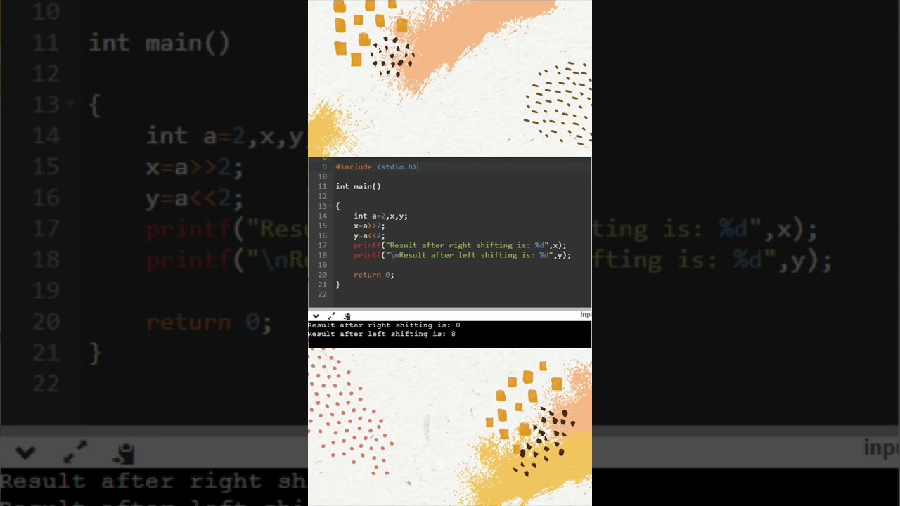 C program on Bitwise operators // left shift and right shift  operators in C // C programming
