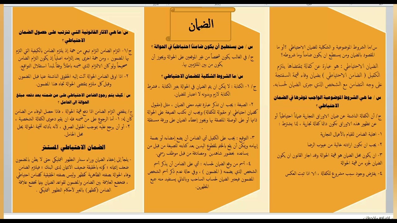محاضرات في الأوراق التجارية- المحاضرة الثالثة عشر:الضمان-الوفاء