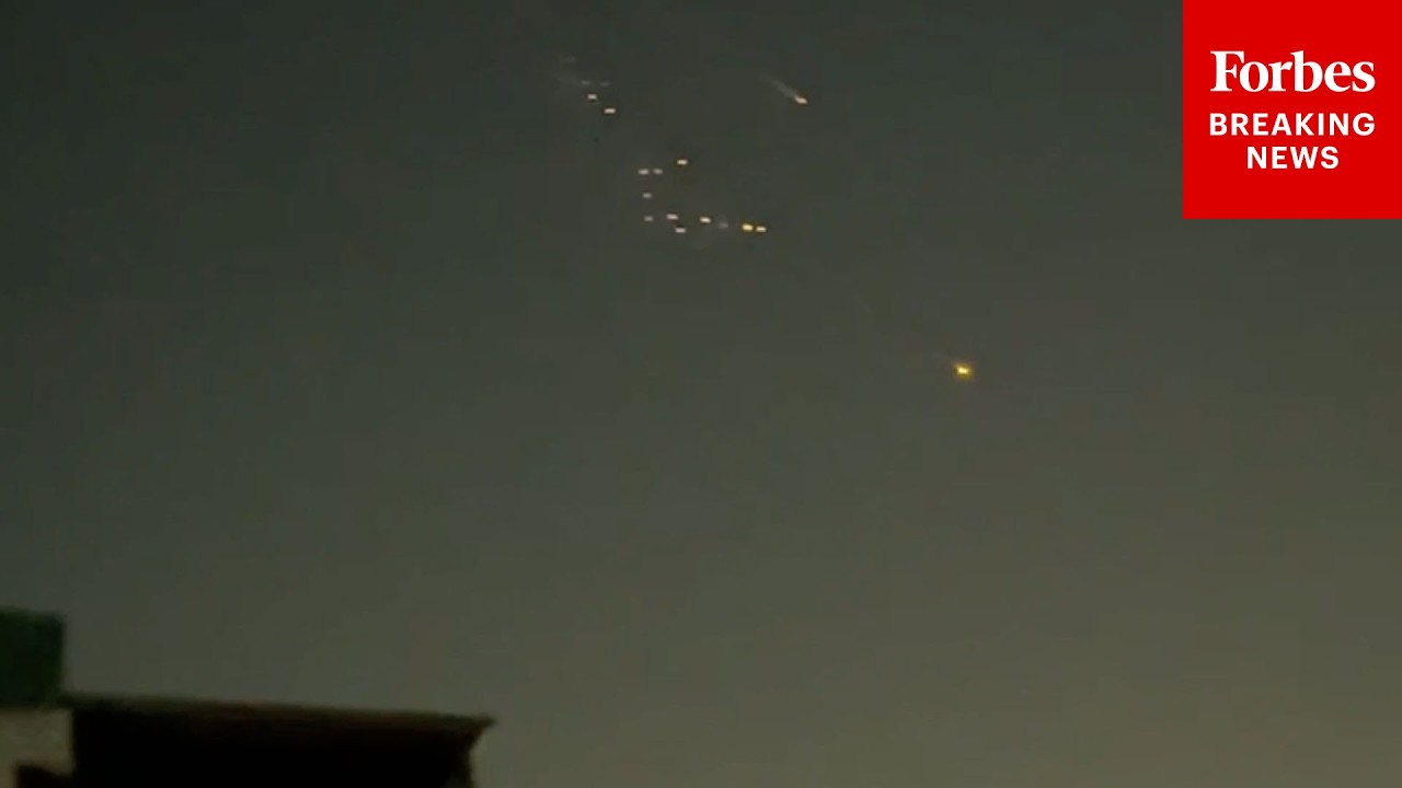 RAW VIDEO: Iranian Missiles Are Intercepted By Israeli Air Defense Systems Over Haifa, Israel