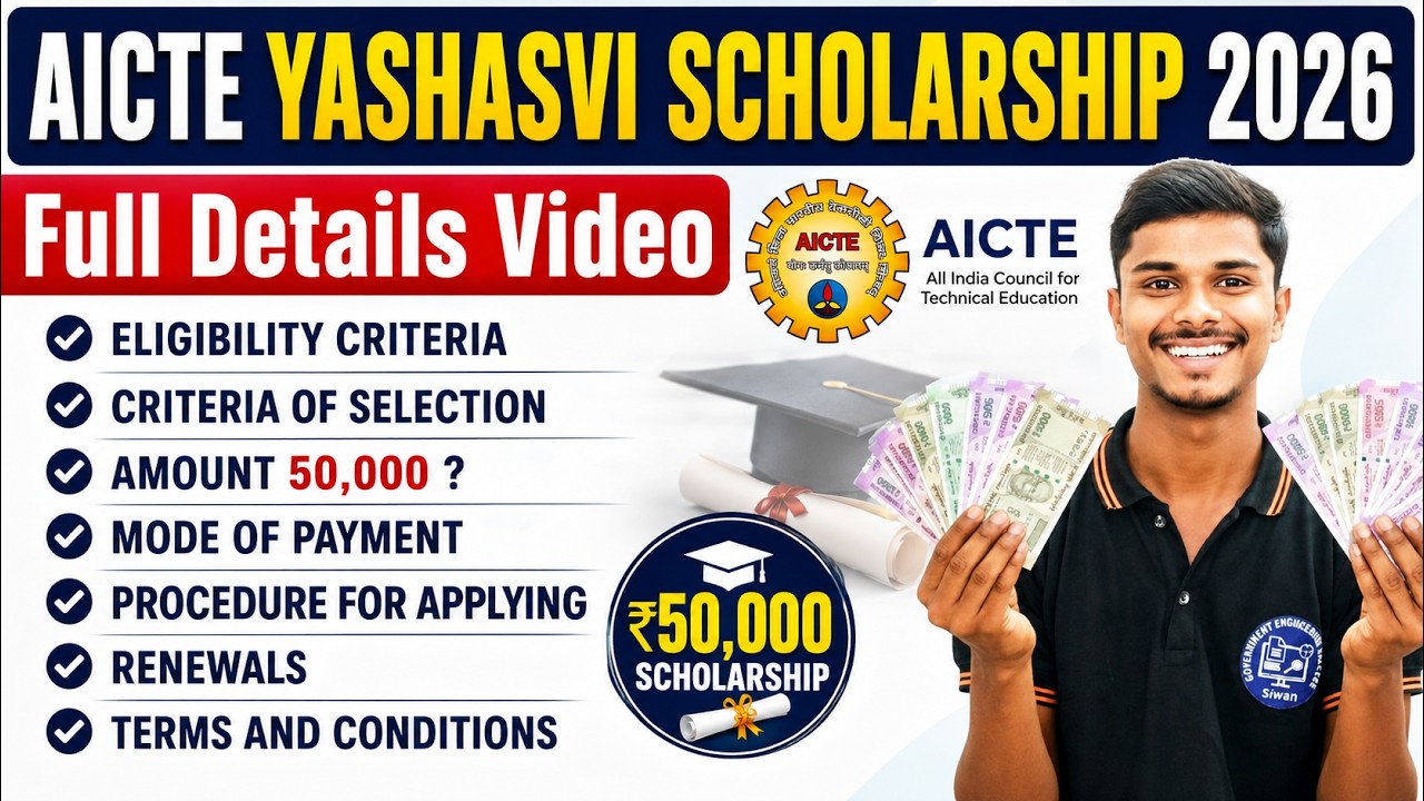 AICTE Scholarship 2026 Full Details | Eligibility, Selection, Renewal ,Payment | ₹50,000 Scholarship
