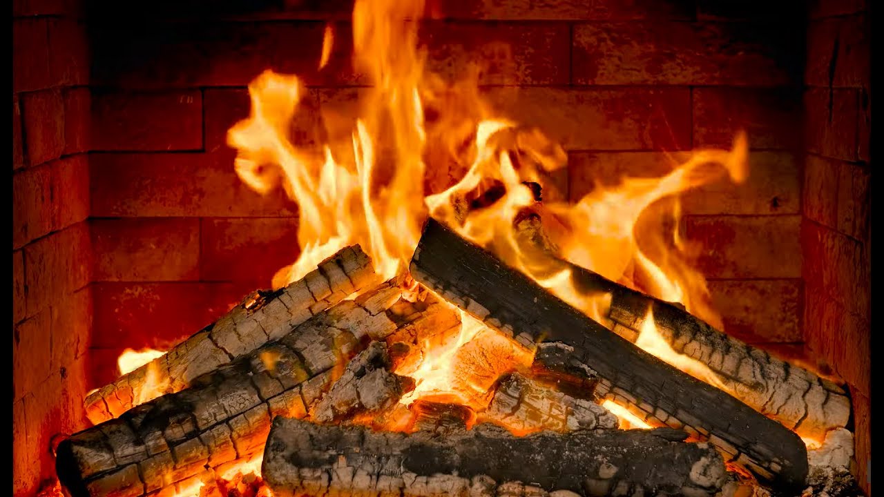 🔥Cozy Fireplace Ambience with Gentle Crackling Logs and Bright Golden Flames