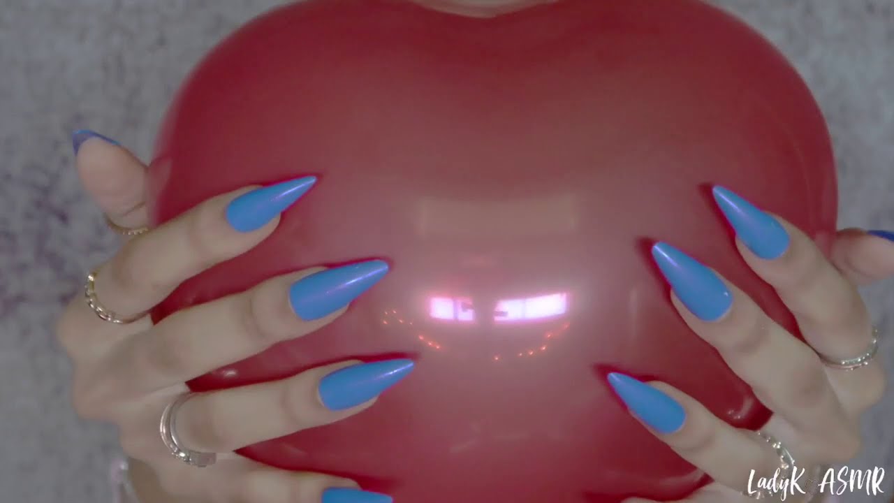 LadyK ASMR ~ Blow To Pop Heart Shaped Balloons + Popping With Nails