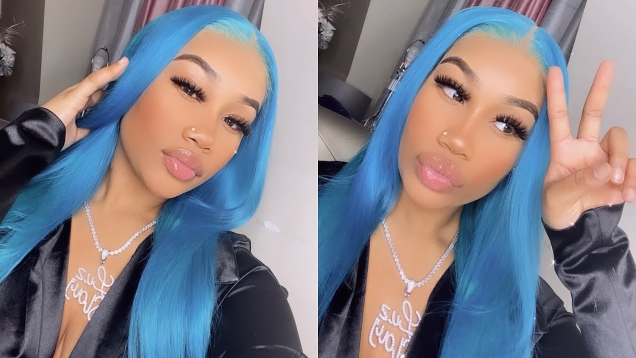 Blue lace front wig installation FT @upermall 🌀💙