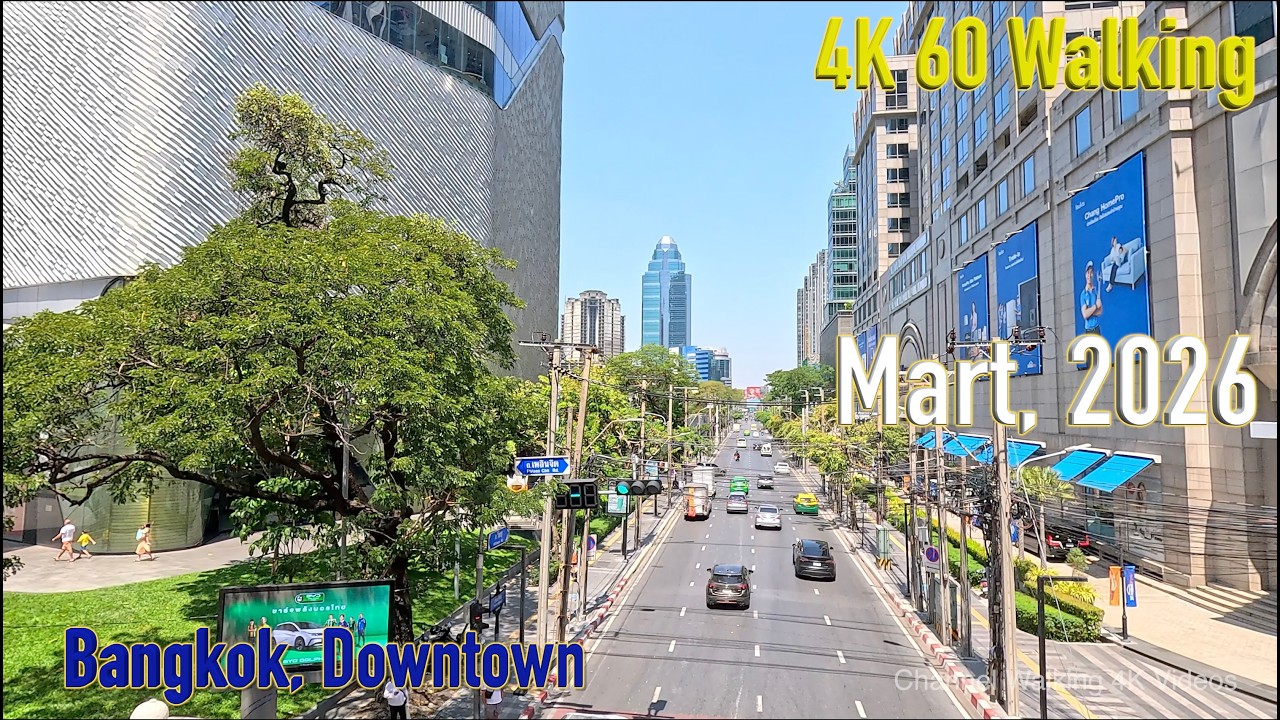 Bangkok Thailand 4K 60fps Walk | Downtown Bangkok Walking Tour | March 2026