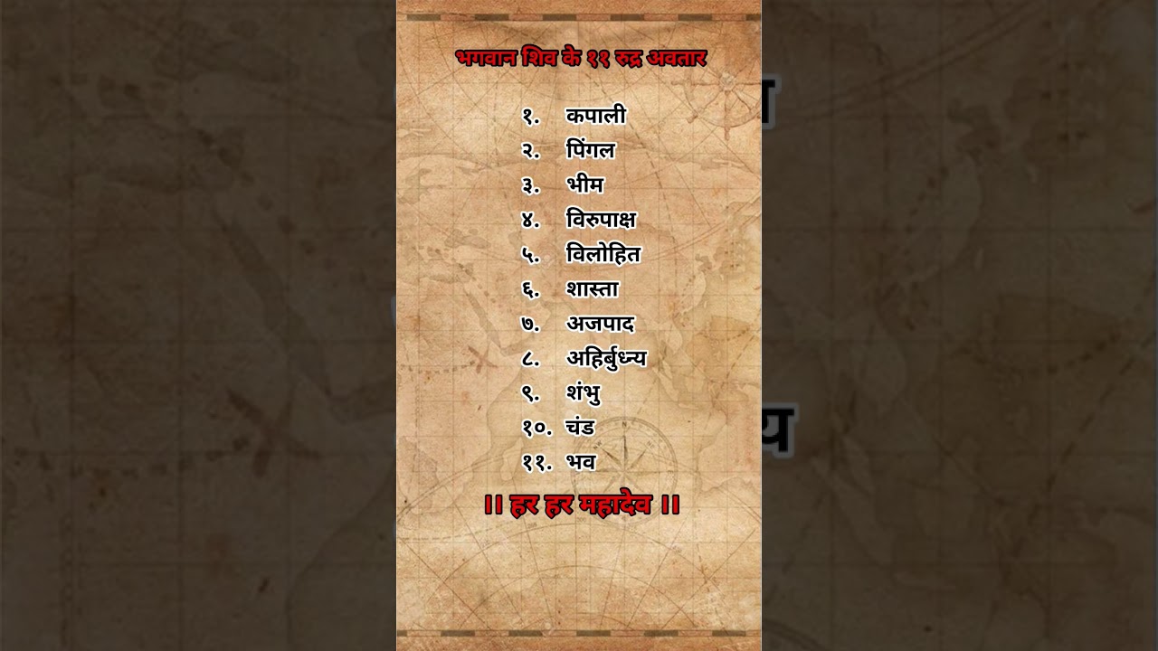 शिव जी के 11 रुद्र, महादेव के 11 रुद्र नाम #shiv #bholenath #bharat