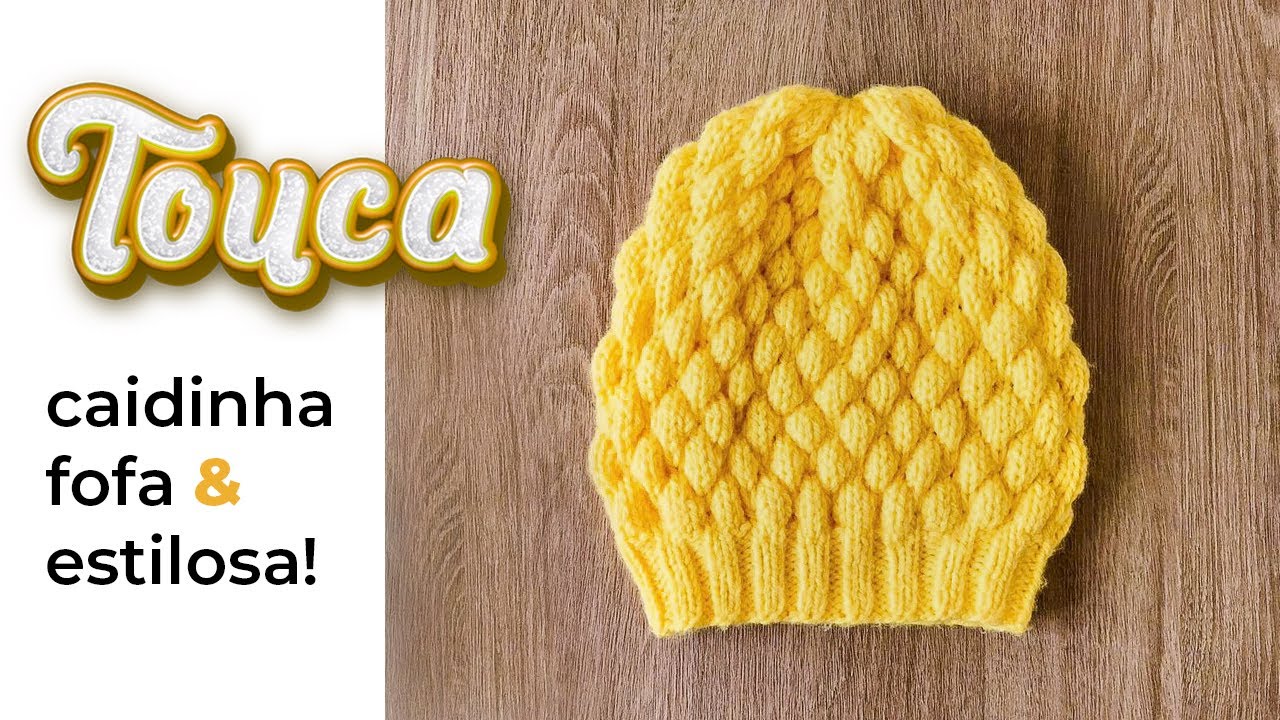 TOUCA DE TRICÔ LINDA CAIDINHA | Gorro de tricô fácil infantil passo a passo