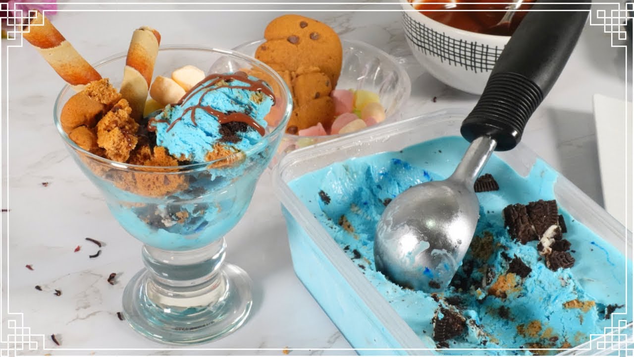No Churn Homemade Cookie Monster Ice Cream | THANK YOU FOR 1K SUBS