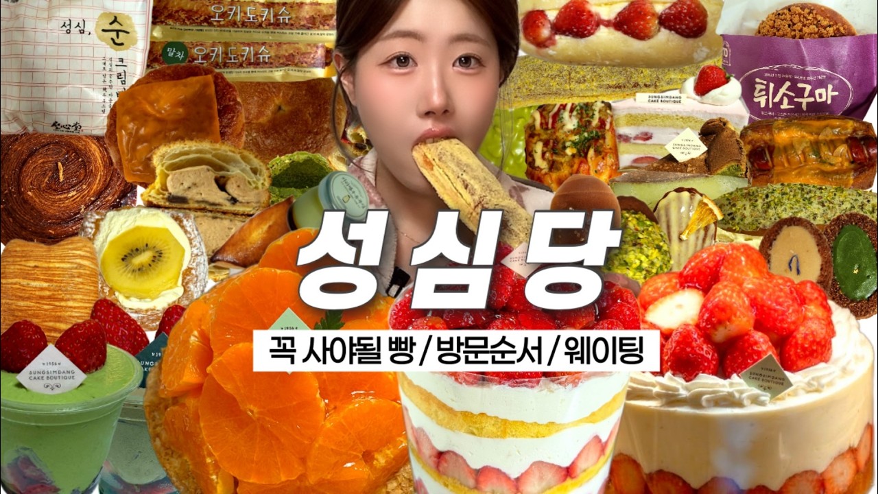 성심당 처음 가면 이대로 사세요(방문순서&bull;웨이팅&bull;추천빵 총정리)ㅣ딸기시루 말차시루 딸기설기 천혜향타르트 케이크 소금빵 티그레 마들렌 바게트 피스타치오 베이글 작은메아리 먹방브이로그
