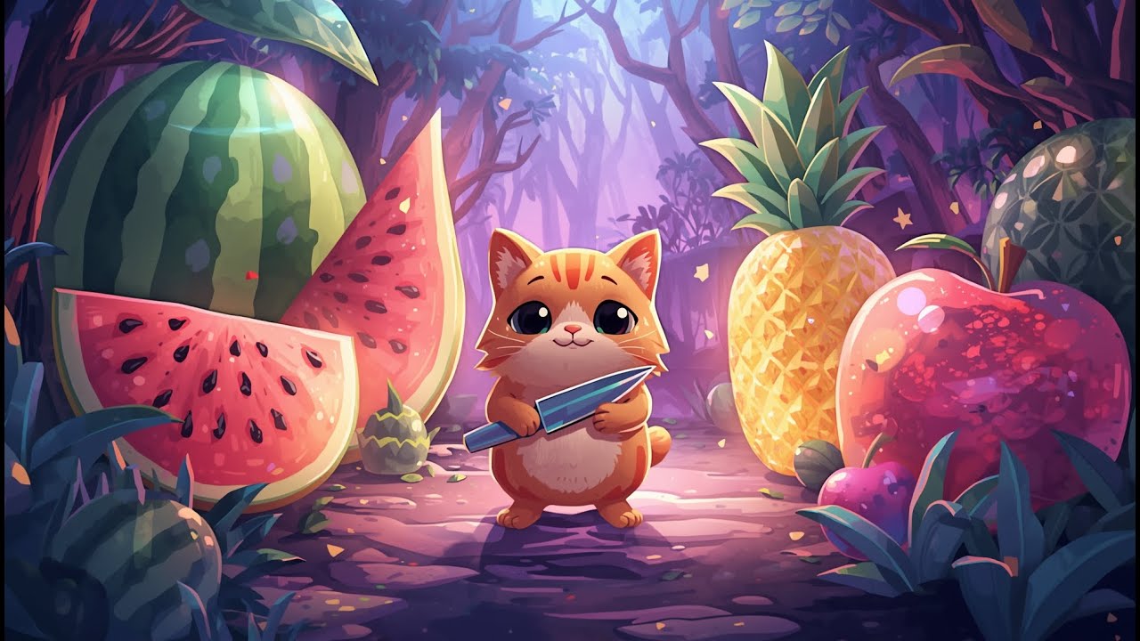 Orange Cat&rsquo;s Crystal Fruit Cutting Challenge 🍉🍍✨