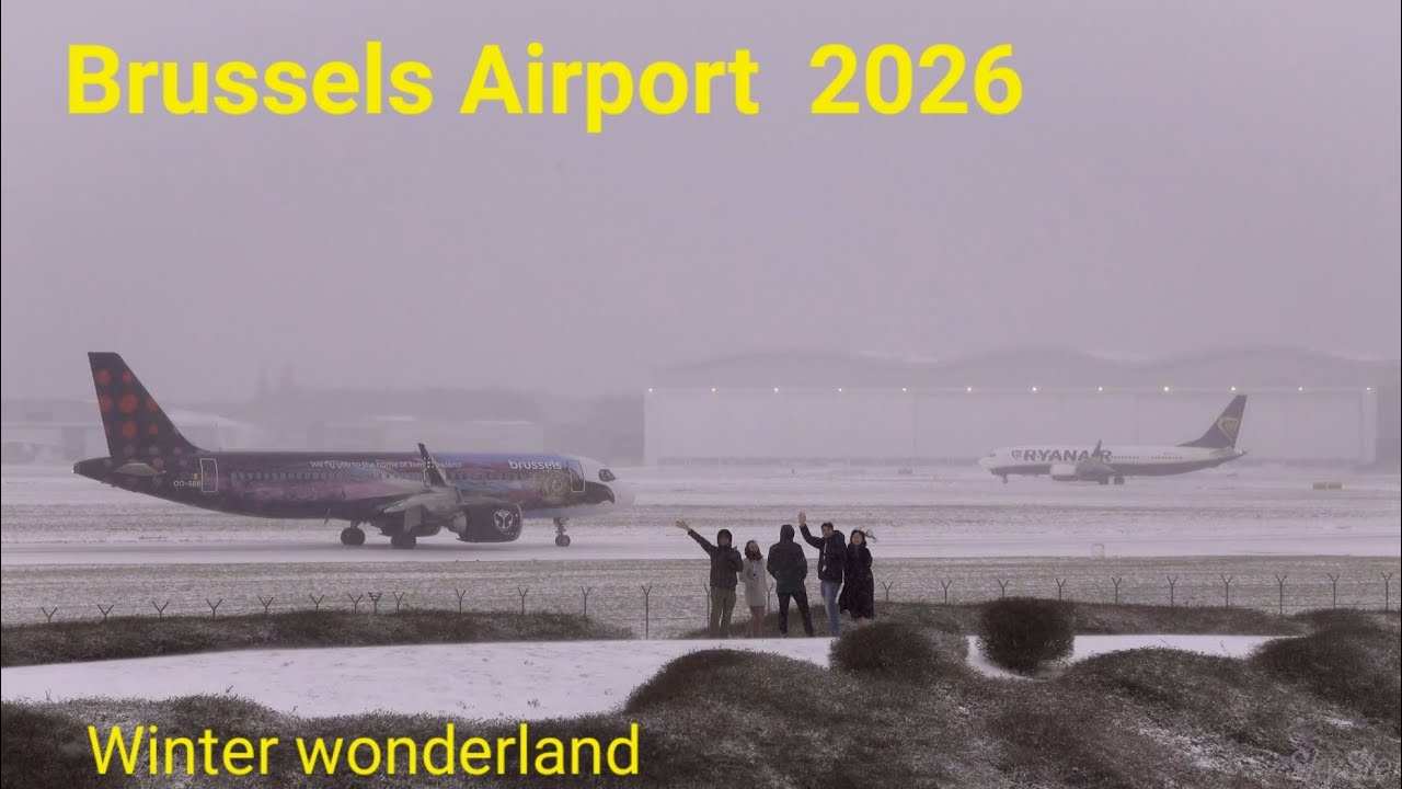 Brussels Airport in winter wonderland of 7 January 2026