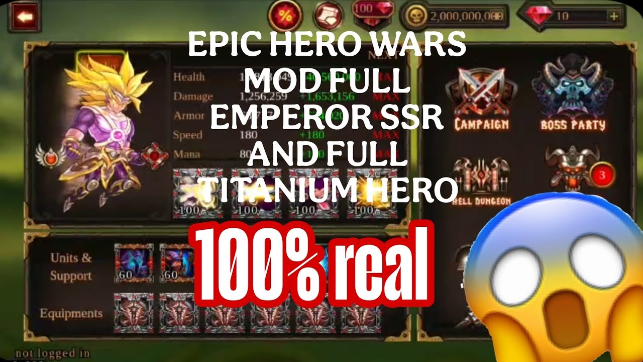 EPIC HERO WARS MOD APK UNLOCK FULL EMPEROR SSR AND TITANIUM HERO 😱 | 🤫 MOD APK | NEW MOD APK | 