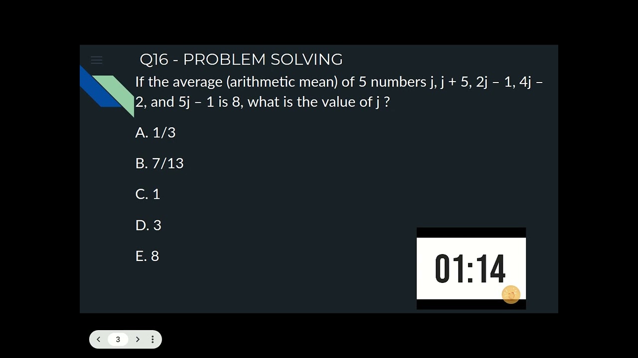 GMAT Official Guide Quantitative Review 2020 | Q16 | If the average (arithmetic mean) of 5 numbers j