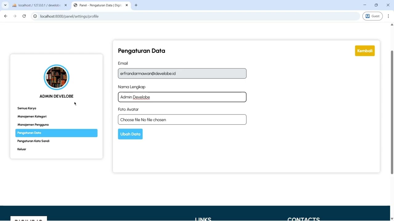 Website Perpustakaan Digital Eps 35 : Integrasi Ubah Data Profil