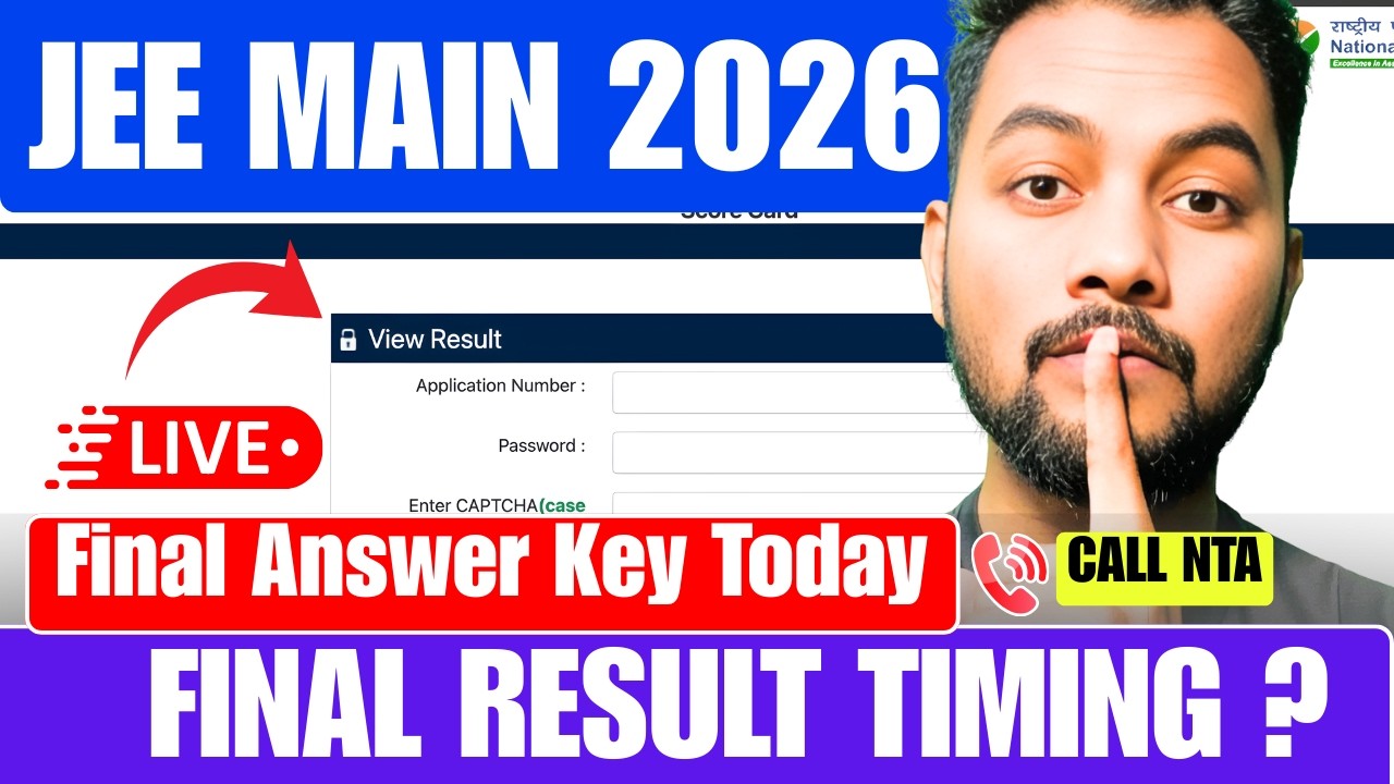 LIVE🔴Urgent JEE Main 2026 Final Answer Key Today?|Marks Vs Percentile JEE Main 2026||JEE Main Result