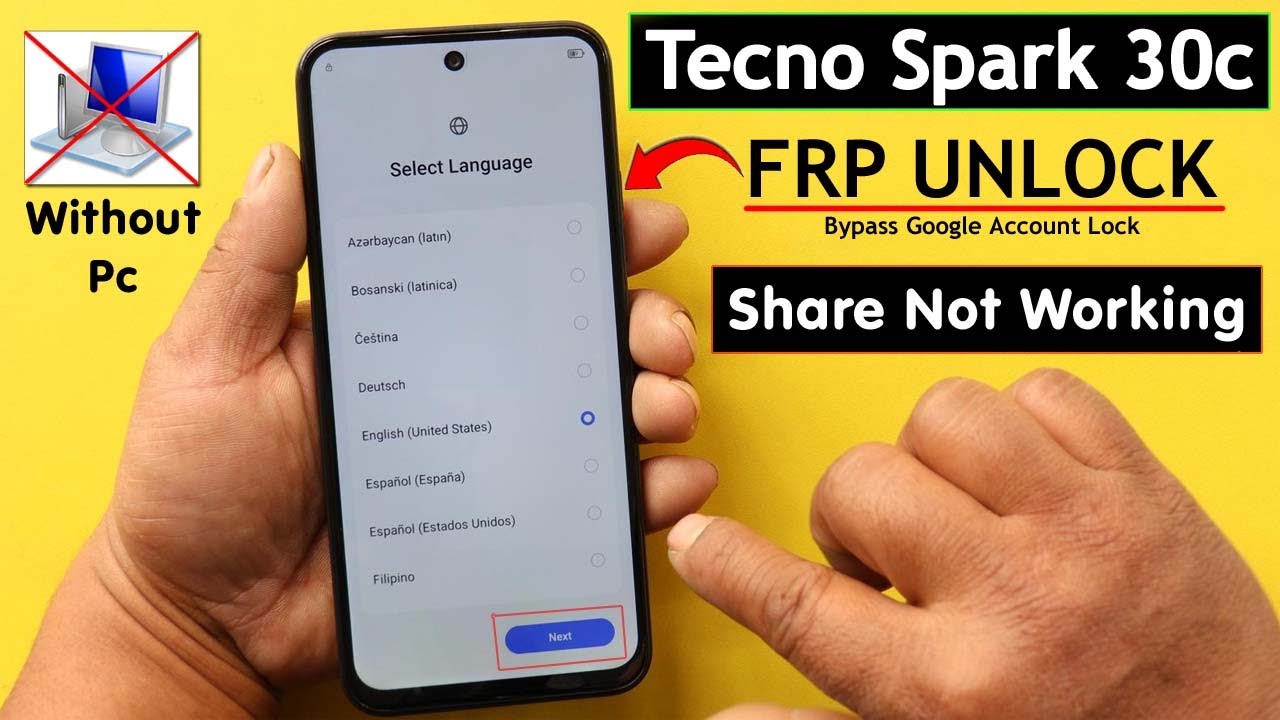 Tecno Spark 30c (KL5) Frp Bypass/Unlock  Android 14  Without PC - Fix Share Article Not Working 2025