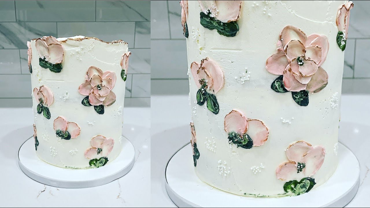 Buttercream palette knife flower cake | Cake decorating tutorials | Sugarella Sweets