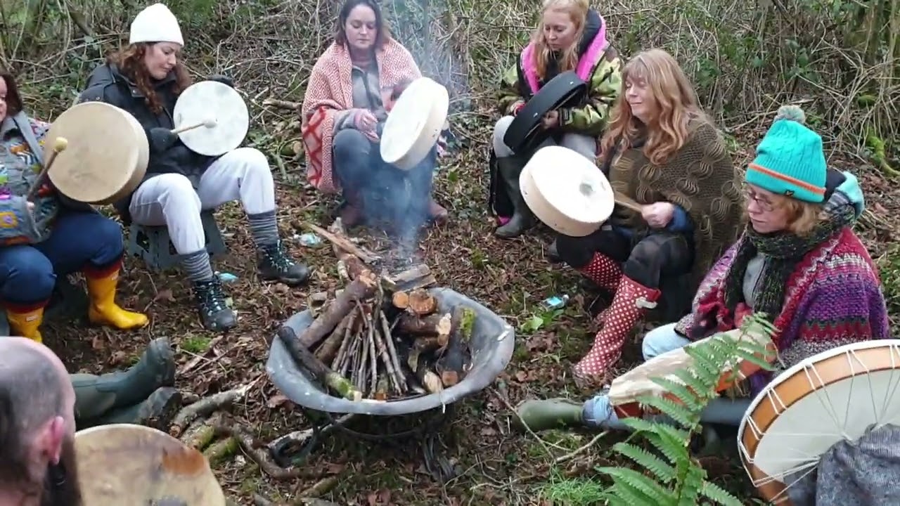 Life Is To Be Enjoyed.  Shamanic Drum Circle at The Healing Tree Centre. Cornwall. UK. Water Circle.