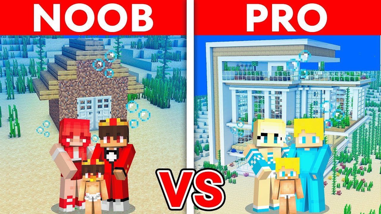Noob Familie vs Pro Familie: UNTERWASSER HAUS BAU CHALLENGE in Minecraft!