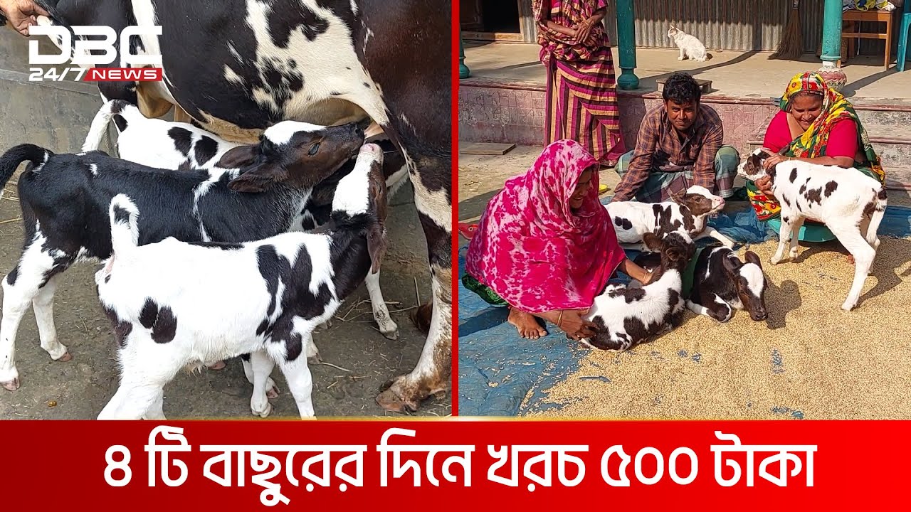 চারটি বাছুর জন্ম দিল একটি গাভী | DBC NEWS Special