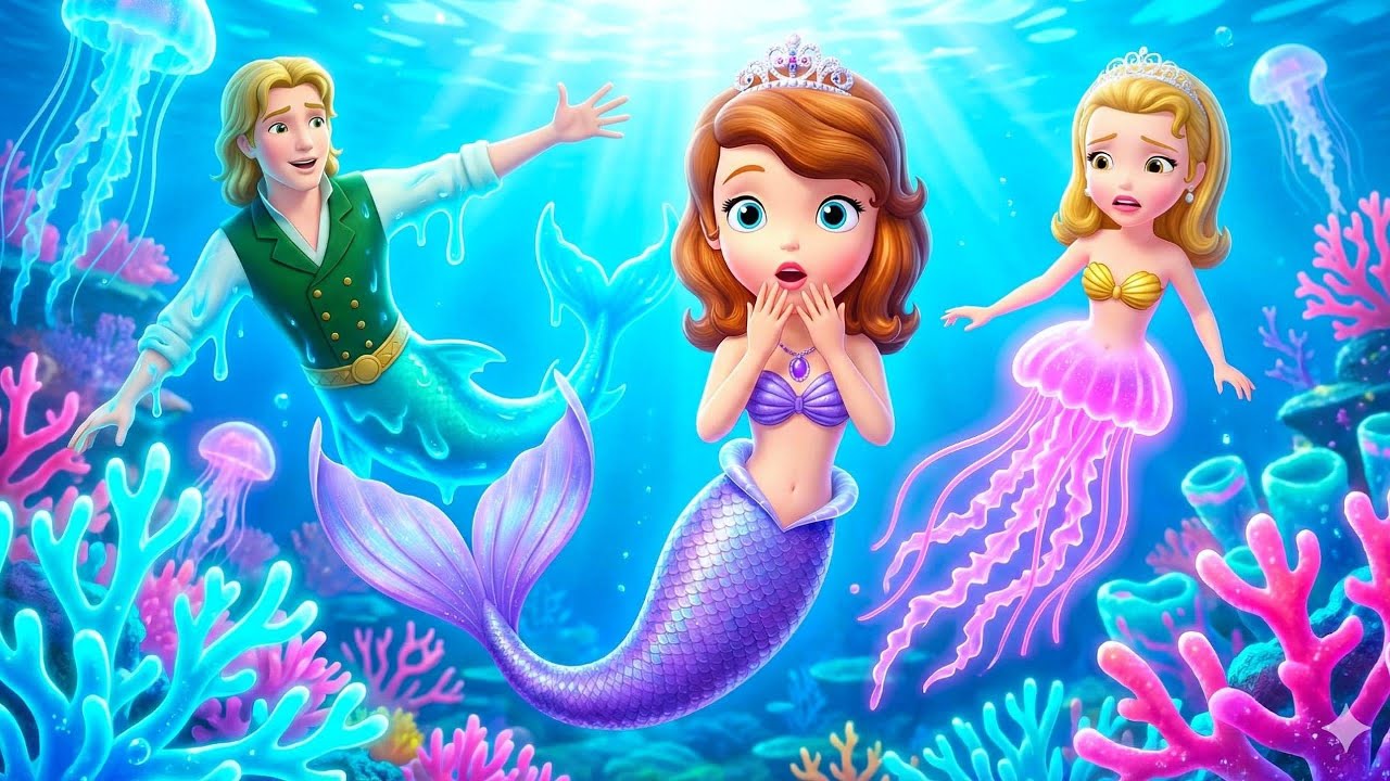 Sofia Discovers the Neon Coral Reef 🌈⚡ Glowing Jellyfish Shock the Ocean | Sofia the First Animation