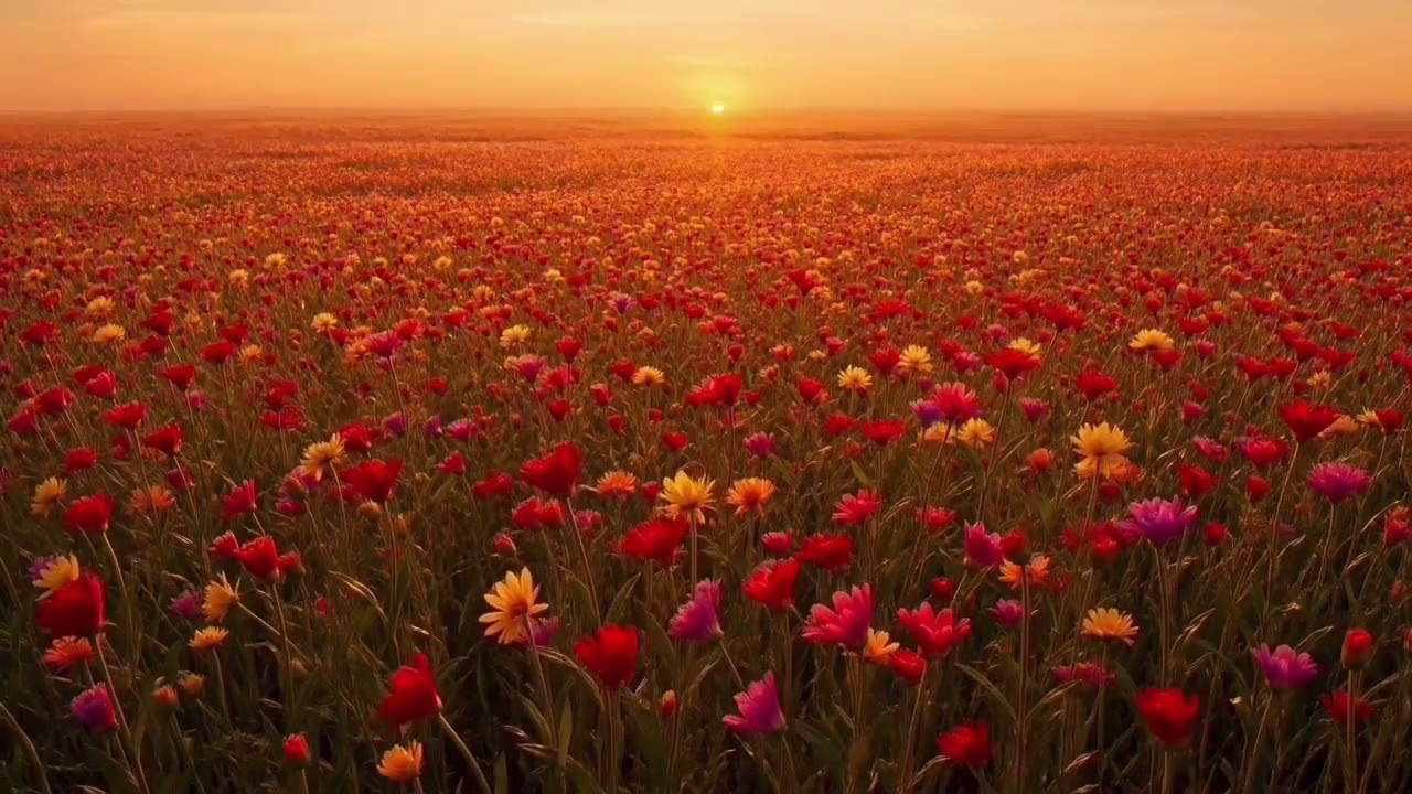 Deep Relaxation: 3 Hours of Endless Sunset Wildflower Meadow for Deep Relaxation or Deep Sleep