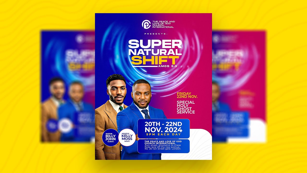 How To Make Professional Supernatural Shift Gospel Poster For All Social Media Design