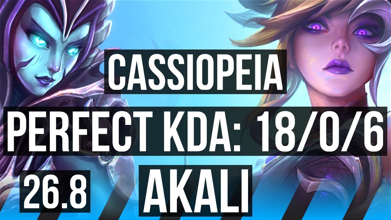 CASSIOPEIA vs AKALI (MID) | Perfect KDA: 18/0/6 | EUNE Master | 26.8