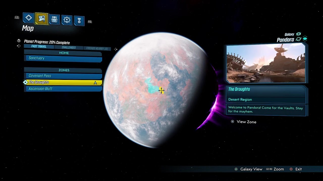 Borderlands&reg; 3 How to get back to pandora or other planets/fast travel locations