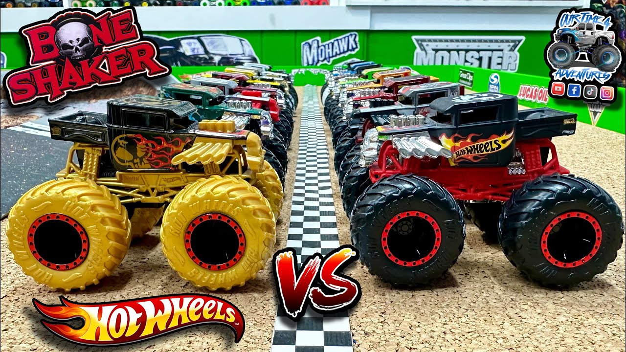Toy Diecast Monster Truck Racing Tournament | Round #33 | HotWheels Bone Shaker Battle