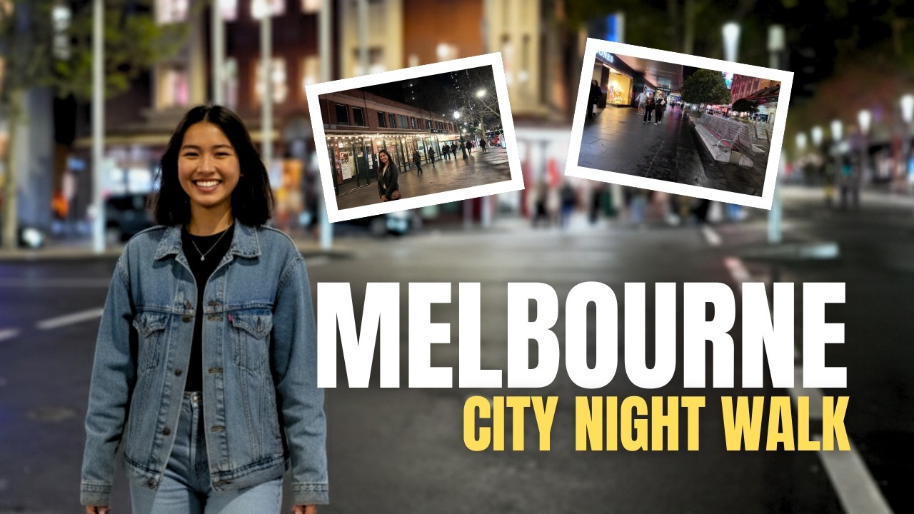 Melbourne City Night Walk - Neon Lights & Atmosphere - 4K